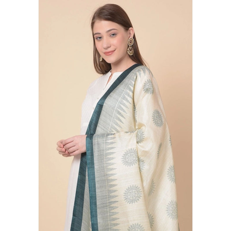Mayawye Women's Art Silk Printed Dupatta (Grey, Length: 2.25 to 2.50 Mtr)
