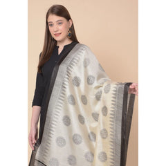 Mayawye Women's Art Silk Printed Dupatta (Black, Length: 2.25 to 2.50 Mtr)