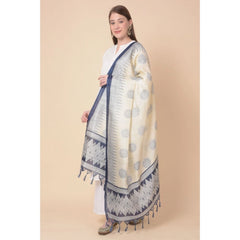 Mayawye Women's Art Silk Printed Dupatta (Blue, Length: 2.25 to 2.50 Mtr)
