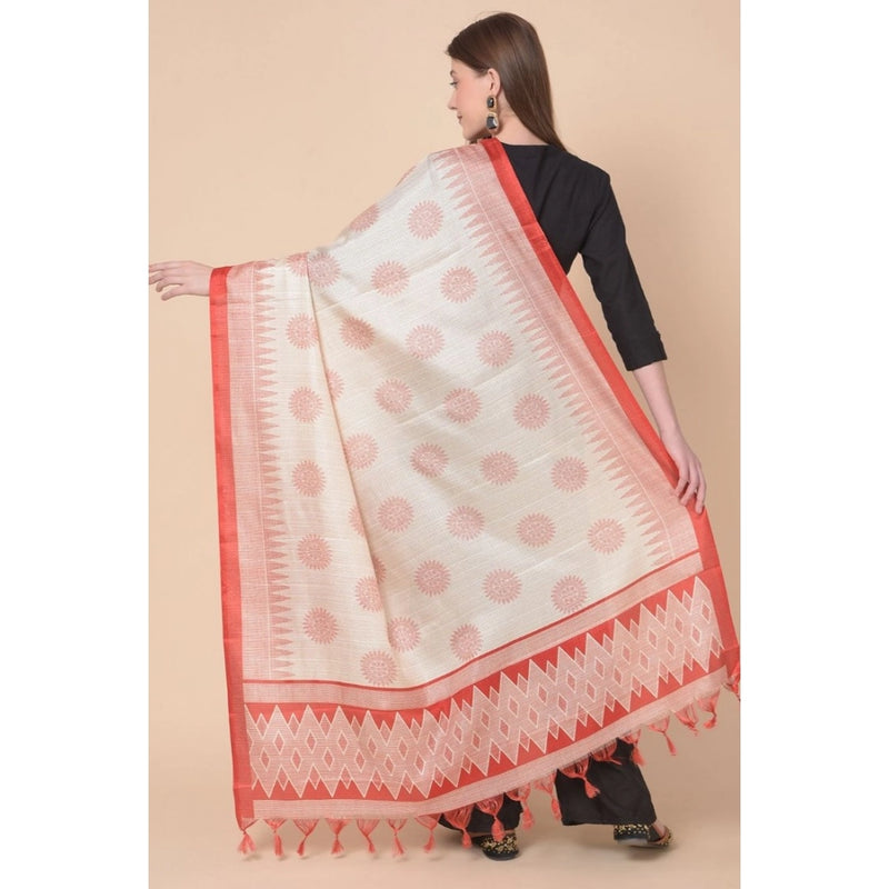 Mayawye Women's Art Silk Printed Dupatta (Red, Length: 2.25 to 2.50 Mtr)
