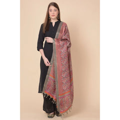 Mayawye Women's Art Silk Printed Dupatta (Grey, Length: 2.25 to 2.50 Mtr)