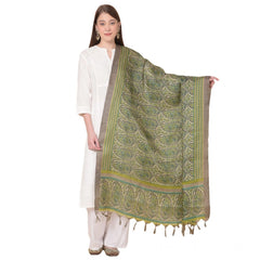Mayawye Women's Art Silk Printed Dupatta (Green, Length: 2.25 to 2.50 Mtr)