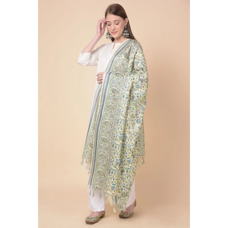 Mayawye Women's Art Silk Printed Dupatta (Off White, Length: 2.25 to 2.50 Mtr)