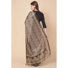 Mayawye Women's Art Silk Printed Dupatta (Brown, Length: 2.25 to 2.50 Mtr)