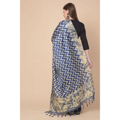 Mayawye Women's Art Silk Printed Dupatta (Blue, Length: 2.25 to 2.50 Mtr)