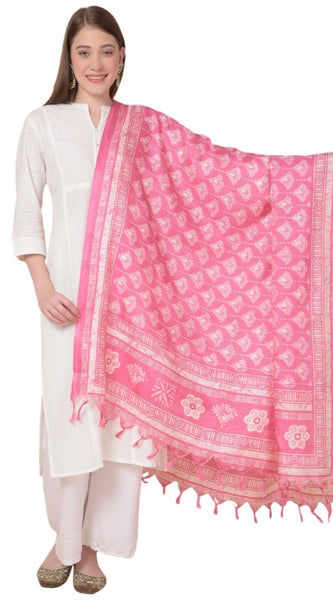 Mayawye Women's Art Silk Printed Dupatta (Pink, Length: 2.25 to 2.50 Mtr)