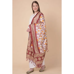 Mayawye Women's Art Silk Printed Dupatta (Maroon, Length: 2.25 to 2.50 Mtr)