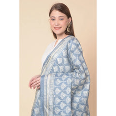 Mayawye Women's Art Silk Printed Dupatta (Grey, Length: 2.25 to 2.50 Mtr)