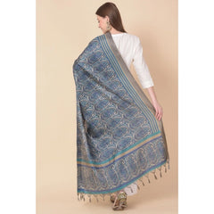 Mayawye Women's Art Silk Printed Dupatta (Blue, Length: 2.25 to 2.50 Mtr)