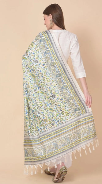 Mayawye Women's Art Silk Printed Dupatta (Grey, Length: 2.25 to 2.50 Mtr)
