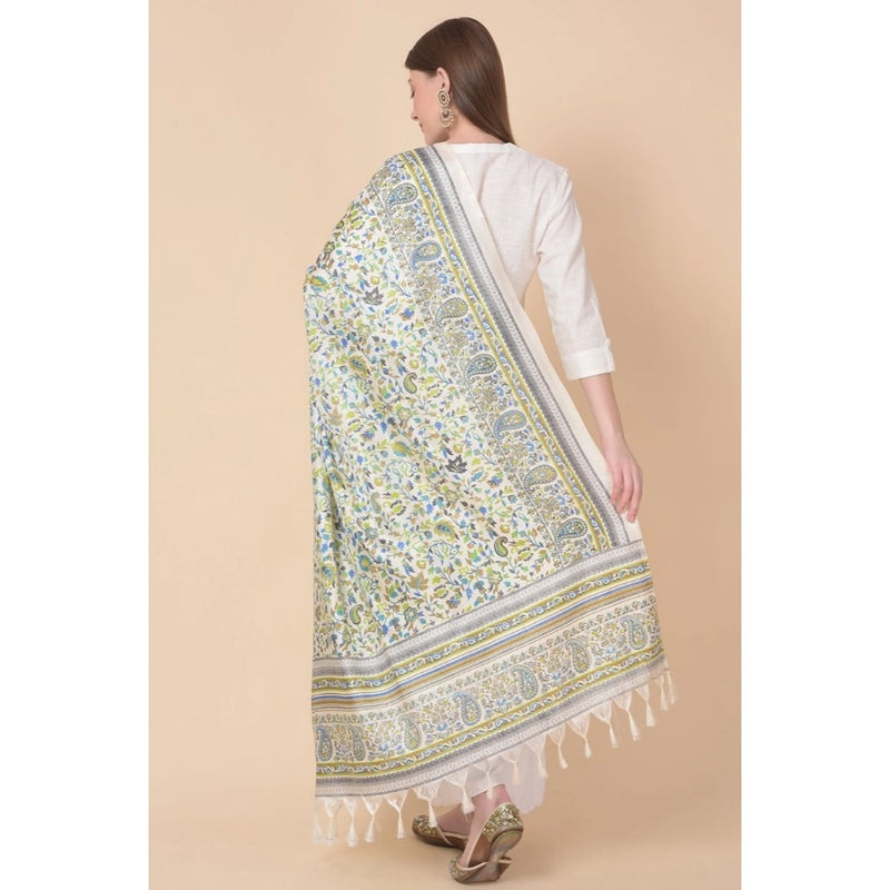 Mayawye Women's Art Silk Printed Dupatta (Grey, Length: 2.25 to 2.50 Mtr)