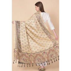 Mayawye Women's Art Silk Printed Dupatta (Gold, Length: 2.25 to 2.50 Mtr)