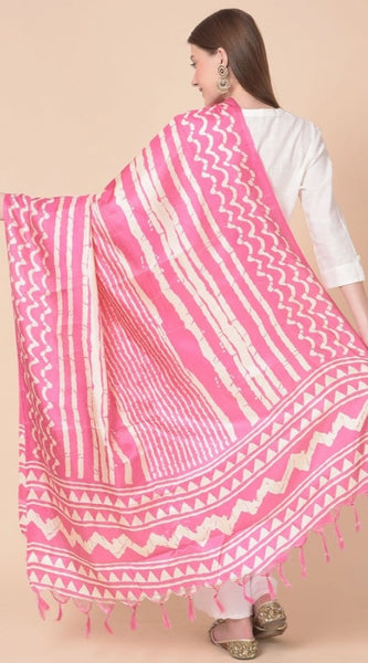 Mayawye Women's Art Silk Printed Dupatta (Pink, Length: 2.25 to 2.50 Mtr)