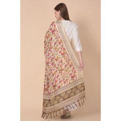 Mayawye Women's Art Silk Printed Dupatta (Gold, Length: 2.25 to 2.50 Mtr)