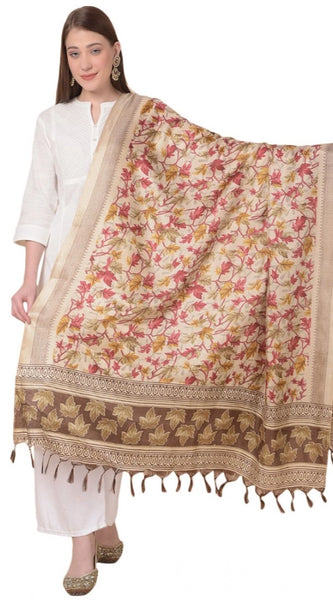 Mayawye Women's Art Silk Printed Dupatta (Gold, Length: 2.25 to 2.50 Mtr)