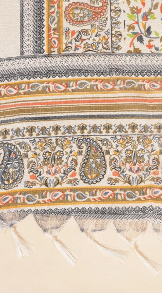 Mayawye Women's Art Silk Printed Dupatta (White, Length: 2.25 to 2.50 Mtr)