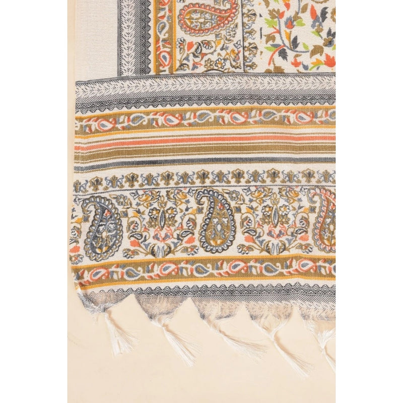 Mayawye Women's Art Silk Printed Dupatta (White, Length: 2.25 to 2.50 Mtr)