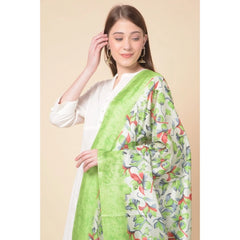 Mayawye Women's Art Silk Printed Dupatta (Light Green, Length: 2.25 to 2.50 Mtr)