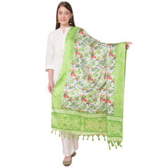 Mayawye Women's Art Silk Printed Dupatta (Light Green, Length: 2.25 to 2.50 Mtr)