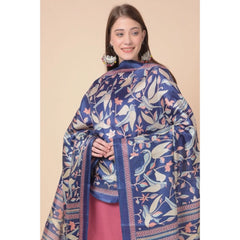 Mayawye Women's Art Silk Printed Dupatta (Blue, Length: 2.25 to 2.50 Mtr)