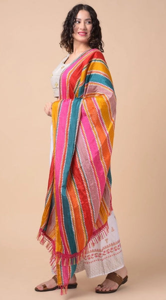 Mayawye Women's Chanderi Printed Dupatta (Multicolor, Length: 2.25 to 2.50 Mtr)