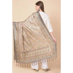 Mayawye Women's Art Silk Printed Dupatta (Light Brown, Length: 2.25 to 2.50 Mtr)