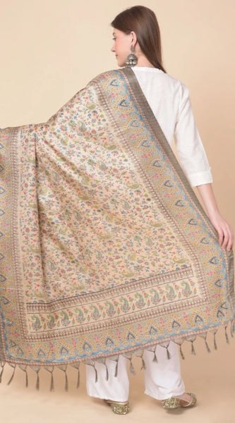 Mayawye Women's Art Silk Printed Dupatta (Light Brown, Length: 2.25 to 2.50 Mtr)