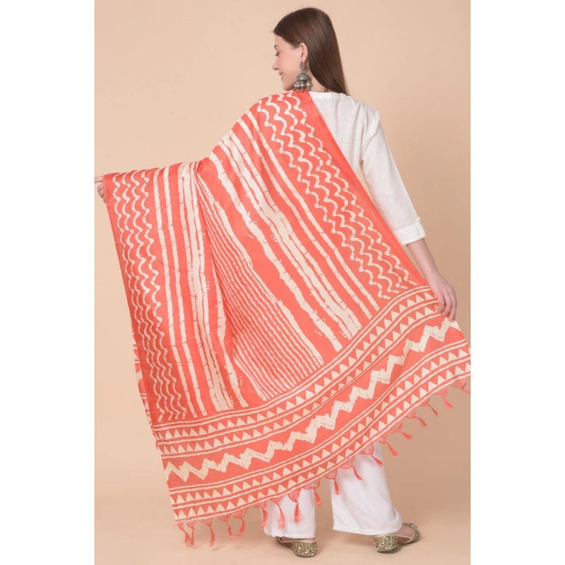 Mayawye Women's Art Silk Printed Dupatta (Orange, Length: 2.25 to 2.50 Mtr)