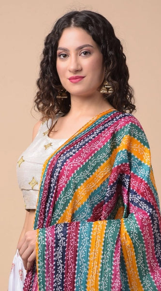 Mayawye Women's Chanderi Printed Dupatta (Multicolor, Length: 2.25 to 2.50 Mtr)