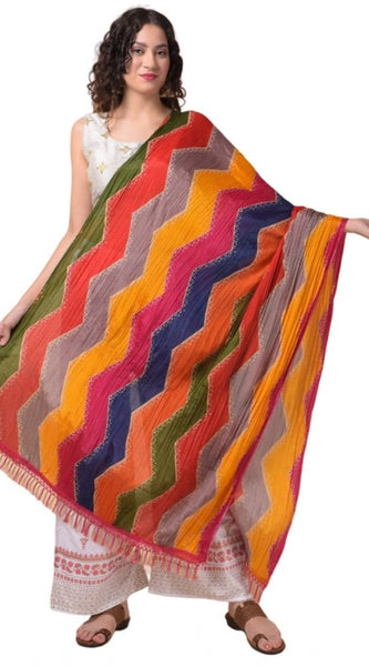 Mayawye Women's Chanderi Printed Dupatta (Multicolor, Length: 2.25 to 2.50 Mtr)