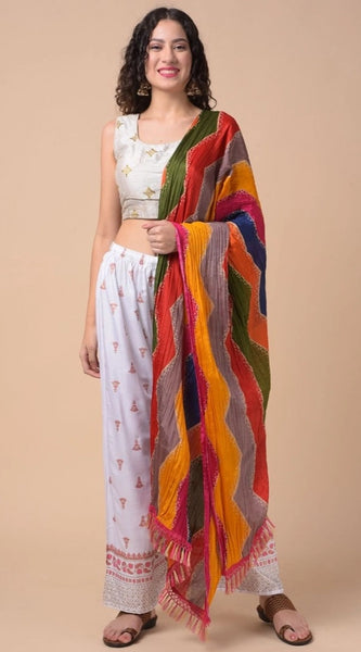 Mayawye Women's Chanderi Printed Dupatta (Multicolor, Length: 2.25 to 2.50 Mtr)