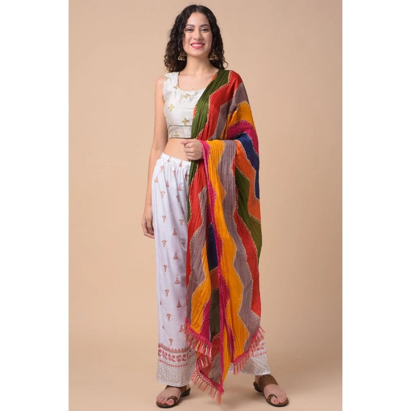 Mayawye Women's Chanderi Printed Dupatta (Multicolor, Length: 2.25 to 2.50 Mtr)