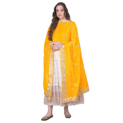Mayawye Women's Velvet Gotta Patti Dupatta (Yellow, Length: 2.25 to 2.50 Mtr)
