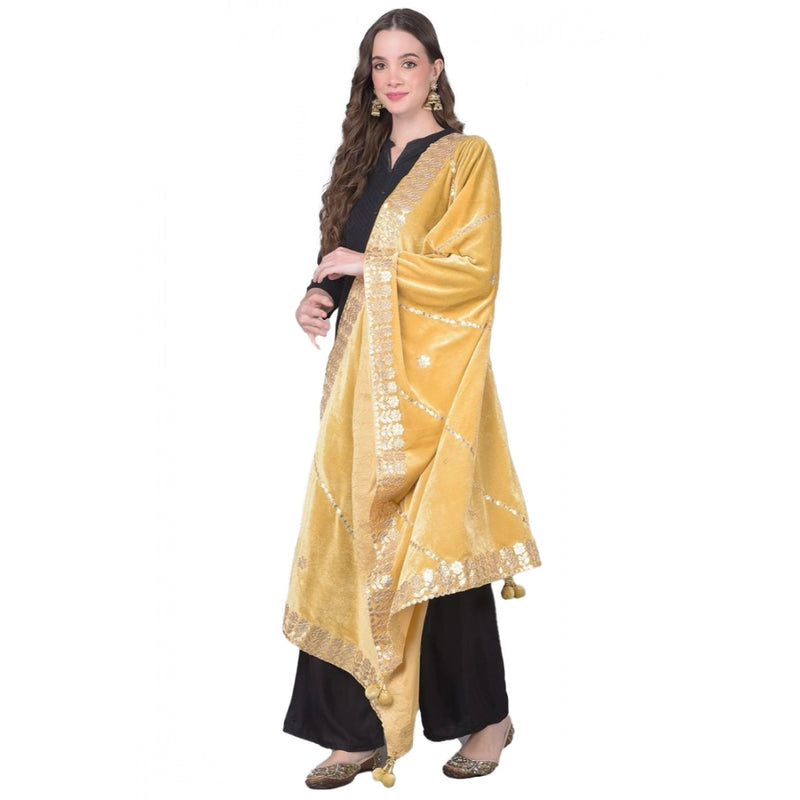 Mayawye Women's Velvet Gotta Patti Dupatta (Gold, Length: 2.25 to 2.50 Mtr)