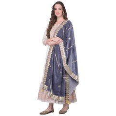 Mayawye Women's Velvet Gotta Patti Dupatta (Grey, Length: 2.25 to 2.50 Mtr)