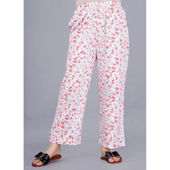 Mayawye Women's Casual Half Sleeve Printed Viscose Rayon Shirt With Pyjama Pant Night Suit Set (Baby Pink)