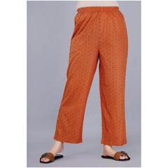 Mayawye Women's Casual Half Sleeve Printed Viscose Rayon Shirt With Pyjama Pant Night Suit Set (Brown)