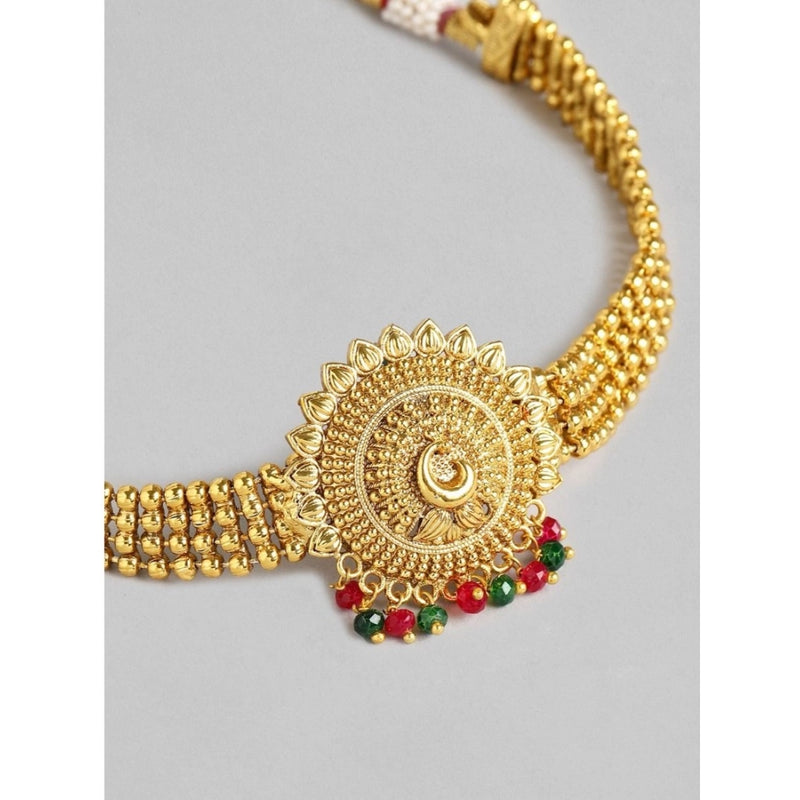 Mayawye Women's Rose Gold Plated Alloy Necklace & Earings Set (Gold)