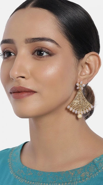 Mayawye Women's Rose Gold Plated Alloy Earrings (Gold)