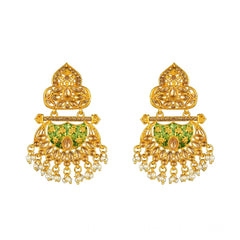 Mayawye Women's Rose Gold Plated Alloy Kundan Earrings & Mangtikka (Green)