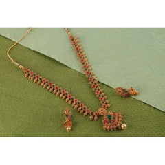 Mayawye Women's Rose Gold Plated Alloy Necklace & Earings Set (Green & Red)