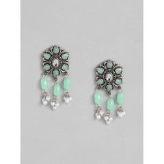 Mayawye Women's Rose Gold Plated Alloy Necklace & Earings Set (Light Green)