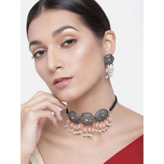 Mayawye Women's Rose Gold Plated Alloy Necklace & Earings Set (Orange)
