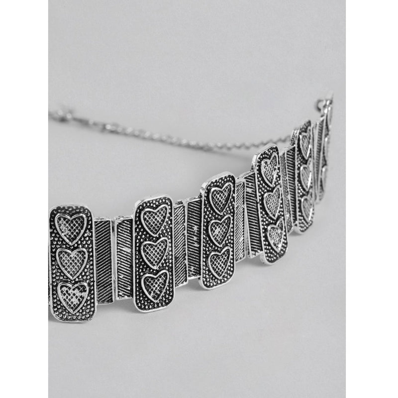 Mayawye Women's Rose Gold Plated Alloy Necklace & Earings Set (Silver)