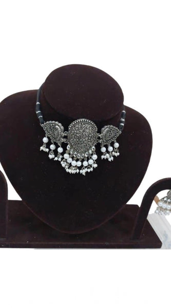 Mayawye Women's Rose Gold Plated Alloy Necklace & Earings Set (Silver)
