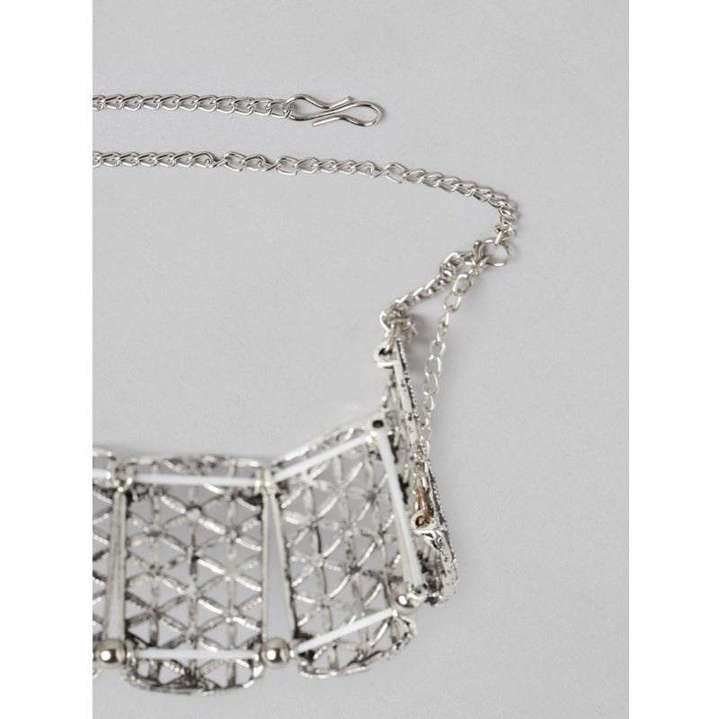 Mayawye Women's Rose Gold Plated Alloy Choker (Silver)