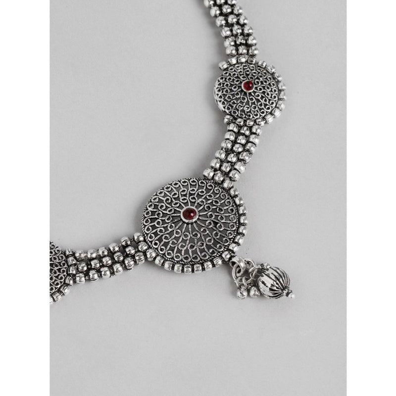 Mayawye Women's Rose Gold Plated Alloy Necklace & Earings Set (Silver)