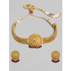 Mayawye Women's Rose Gold Plated Alloy Necklace & Earings Set (Gold)