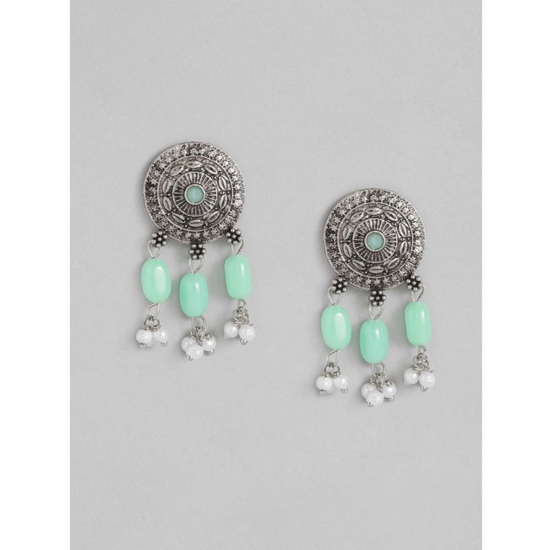 Mayawye Women's Rose Gold Plated Alloy Necklace & Earings Set (Light Green)