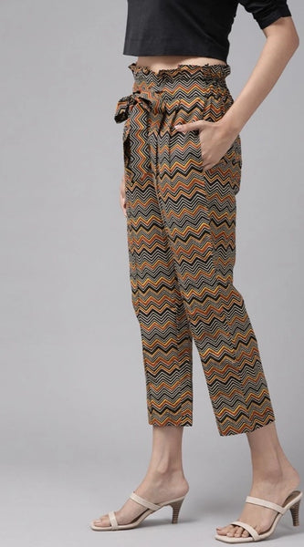 Mayawye Women's Casual Printed Cotton Trouser Pant (MultiColor)
